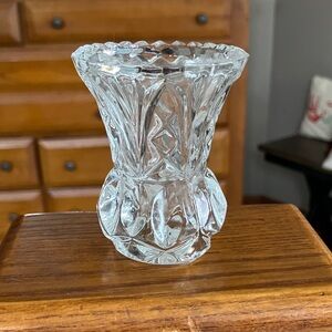 Vintage Zajecar Lead Crystal Glass Toothpick Holder Bud Vase 2.5”